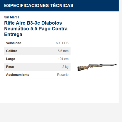 rifle-aire-b3-3c-diabolos-neumático-55-pago-contra-entrega
