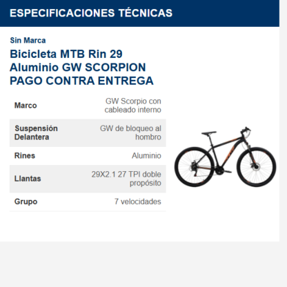bicicleta-mtb-rin-29-aluminio-gw-scorpion-pago-contra-entrega