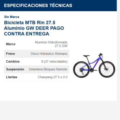 bicicleta-mtb-rin-275-aluminio-gw-deer-pago-contra-entrega