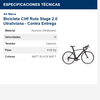 bicicleta-cliff-ruta-stage-20-utraliviana---contra-entrega