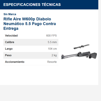 rifle-aire-w600p-diabolo-neumático-55-pago-contra-entrega