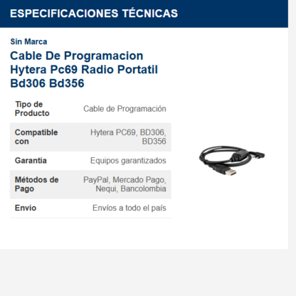 cable-de-programacion-hytera-pc69-radio-portatil-bd306-bd356