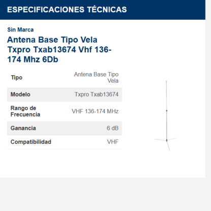 antena-base-tipo-vela-txpro-txab13674-vhf-136-174-mhz-6db