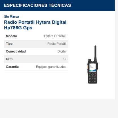 Radio Portatil Hytera Digital Hp786G Gps
